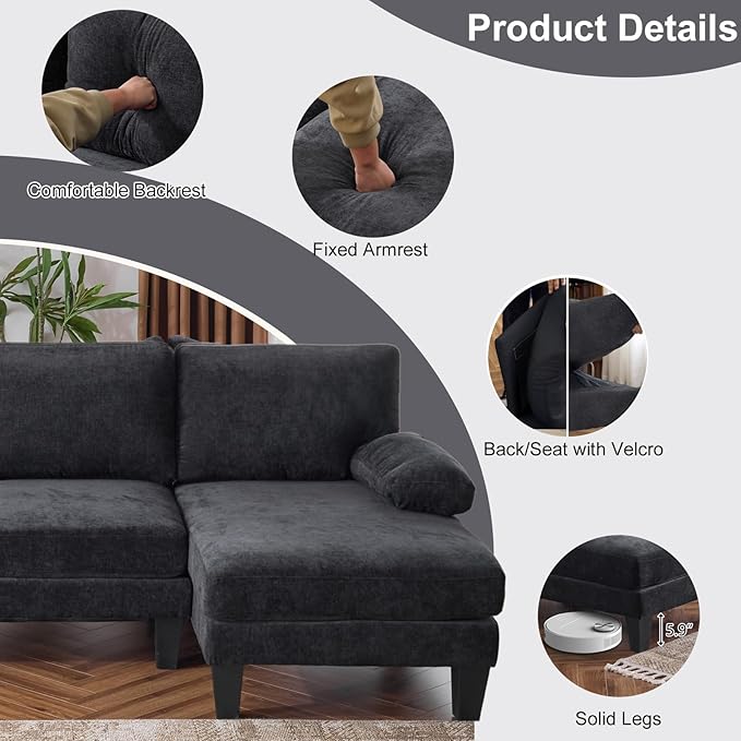 Karl home 111" Sectional Sofa U-Shaped 4-Seat Couch