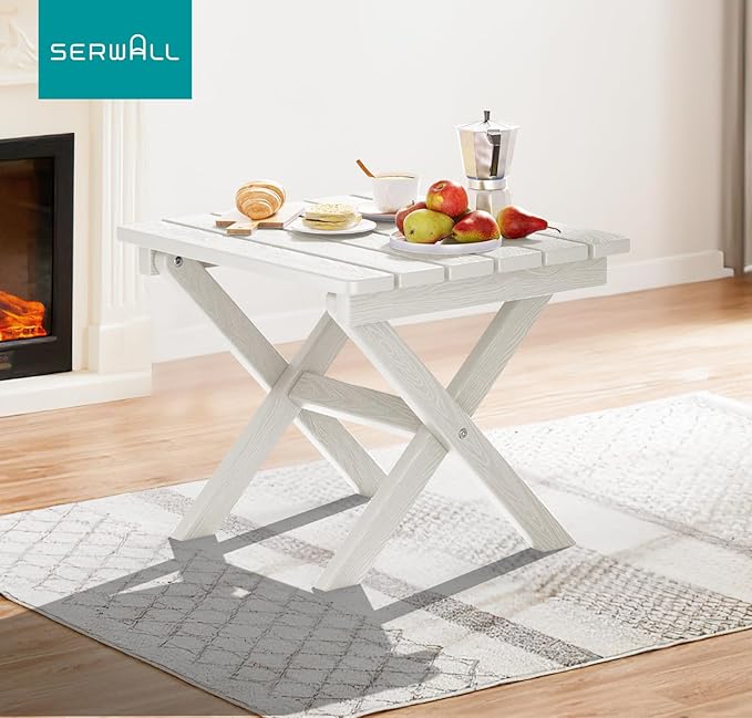 SERWALL Portable Folding Adirondack Table, HDPE Material Outdoor End Table