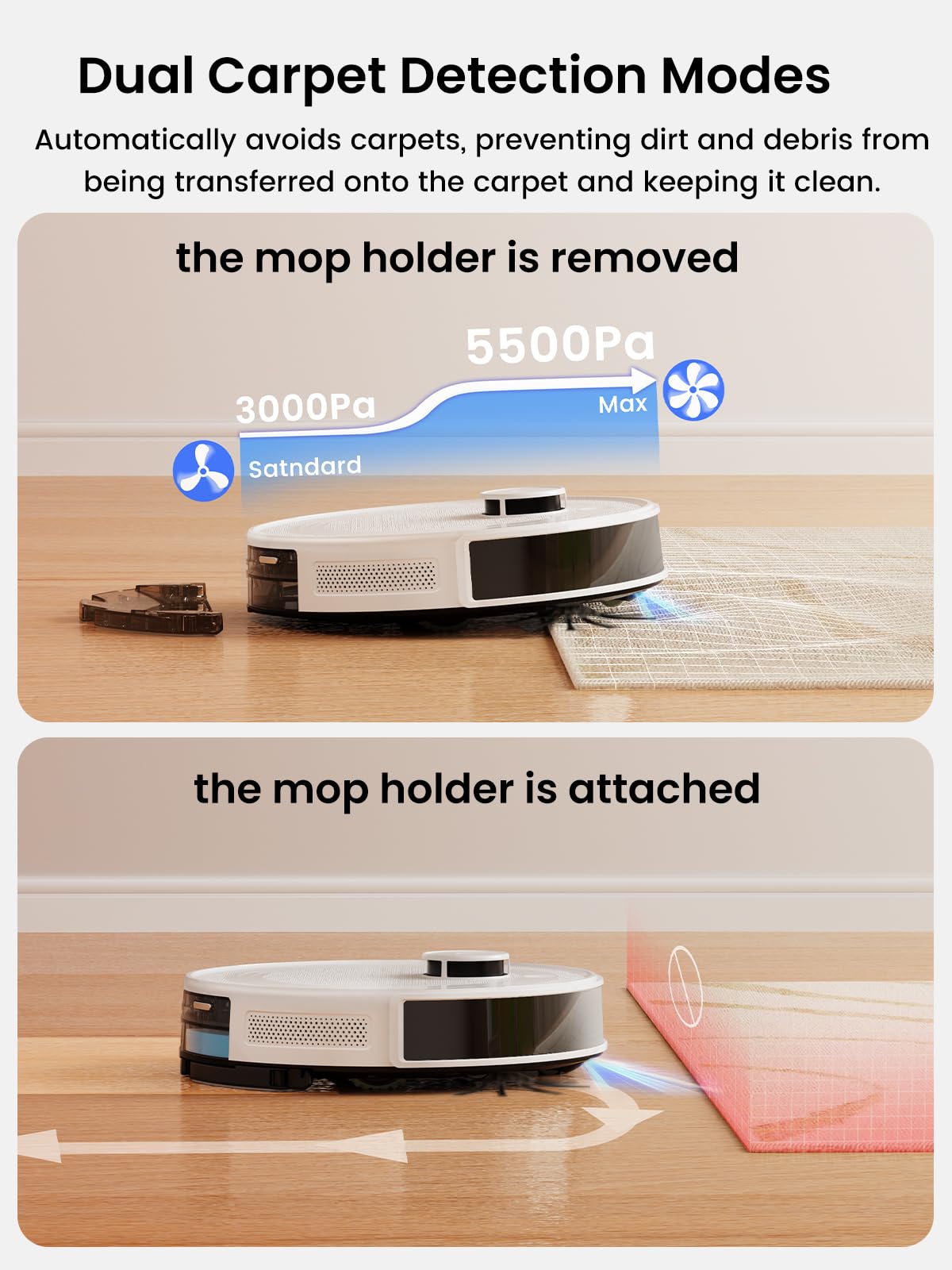 Lefant LiDAR Robot Vacuum and Mop, 45-Day Self-Emptying, 190° PSD Obstacle Avoidance, Customized Cleaning, Multi-Floor Mapping, 5500Pa Strong Suction, 140 Min Runtime, WiFi/Alexa/APP, M2 Pro