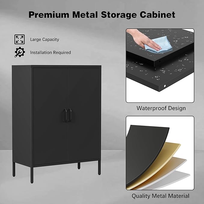 Bevivog Metal Locker Storage Cabinet, Home Office Metal Storage Cabinet Small