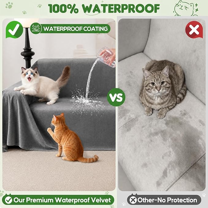 LOllON Velvet Couch Cover for Cats Dogs Kids