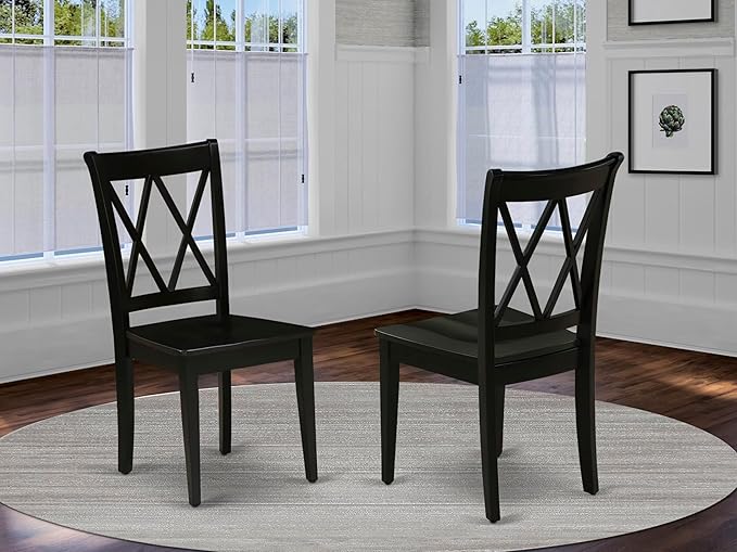 East West Furniture CLC-BLK-W Clarksville Dining Chairs