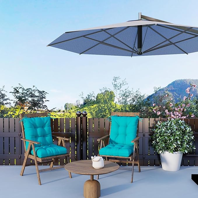 Outdoor Chair Cushions Set of 2, High Back Soft Seat Pad