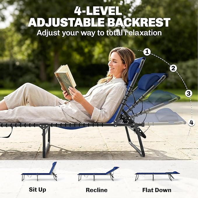 Outsunny Folding Chaise Lounge Chair Set of 2, Patio Sun Tanning Chair