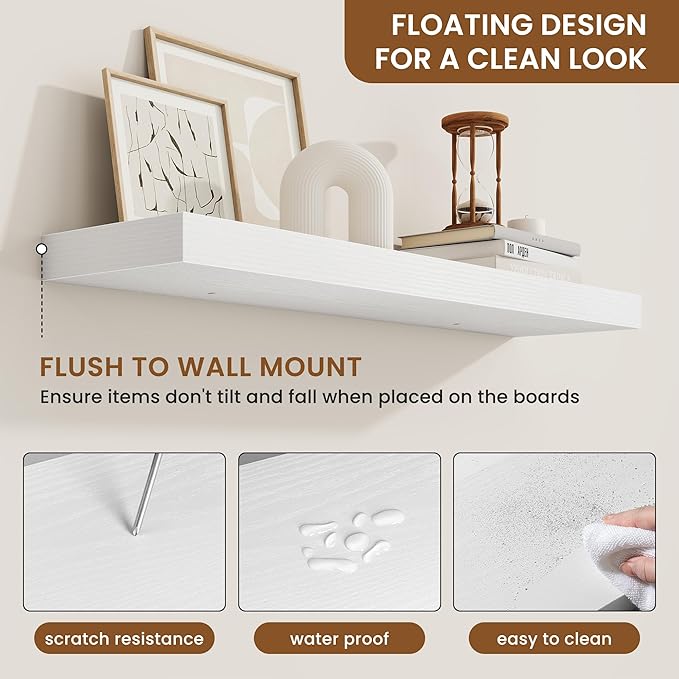fuqing Floating Shelves for Wall, Wall Mounted Wood Floating Shelf