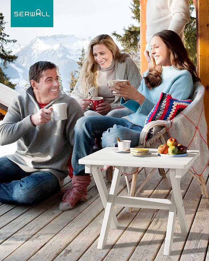 SERWALL Portable Folding Adirondack Table, HDPE Material Outdoor End Table