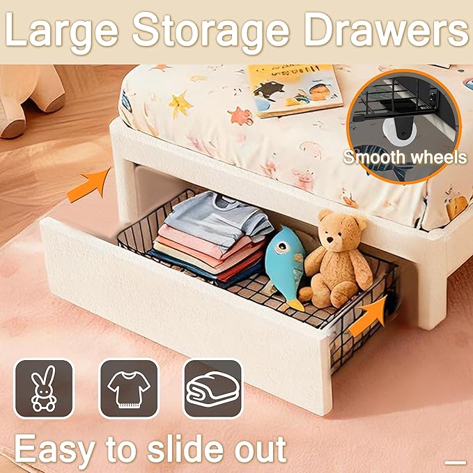 Twin Multifunctional Upholstered Bed，Children’s Bed