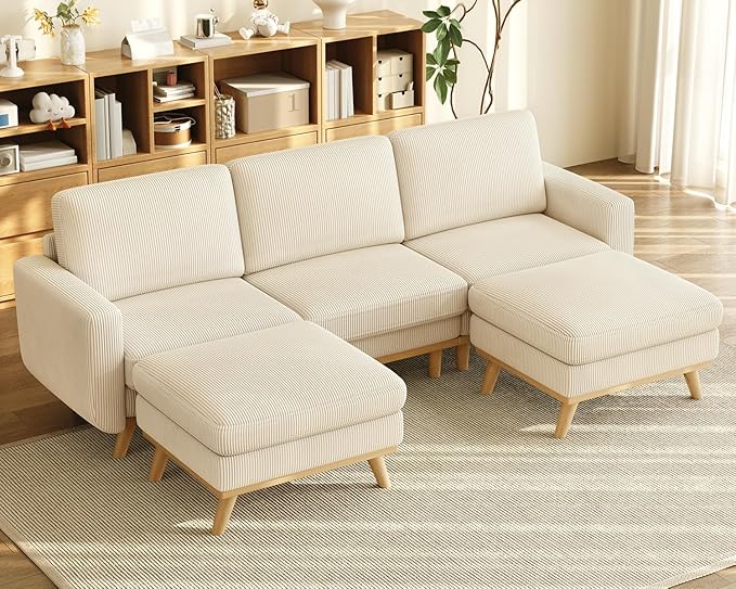 Vesgantti 97" Modular Sectional Sofa Beige, U-Shaped Couch
