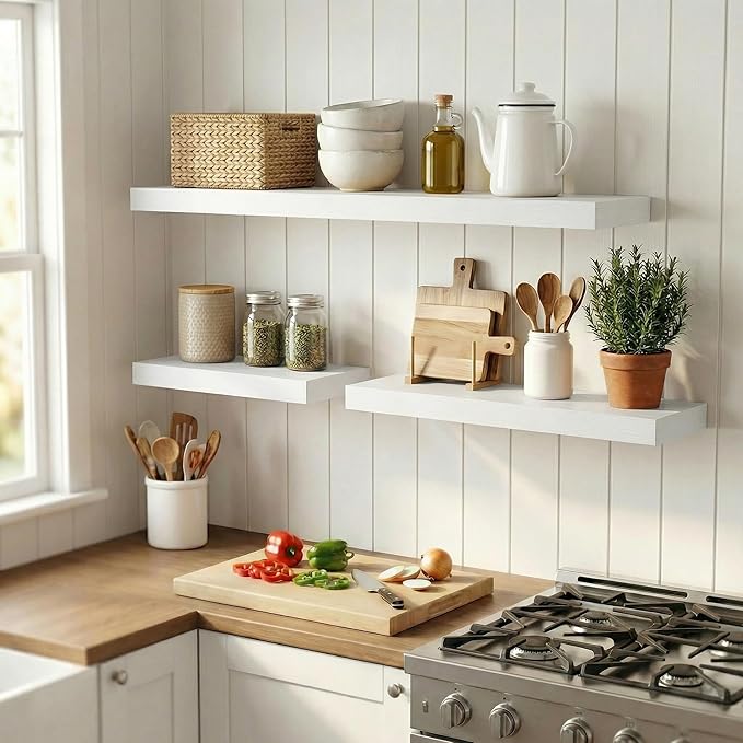 12 inch Deep Floating Shelves for Wall, 36 inch Wide Engineered Wood Wall