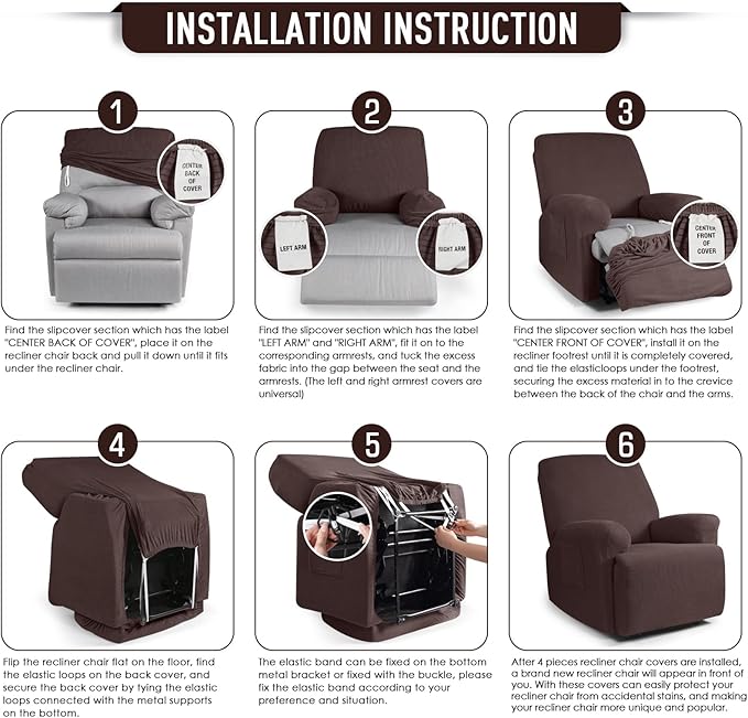 TAOCOCO Oversized Recliner Chair Covers, 1 Seater Streach Recliner Covers Soft