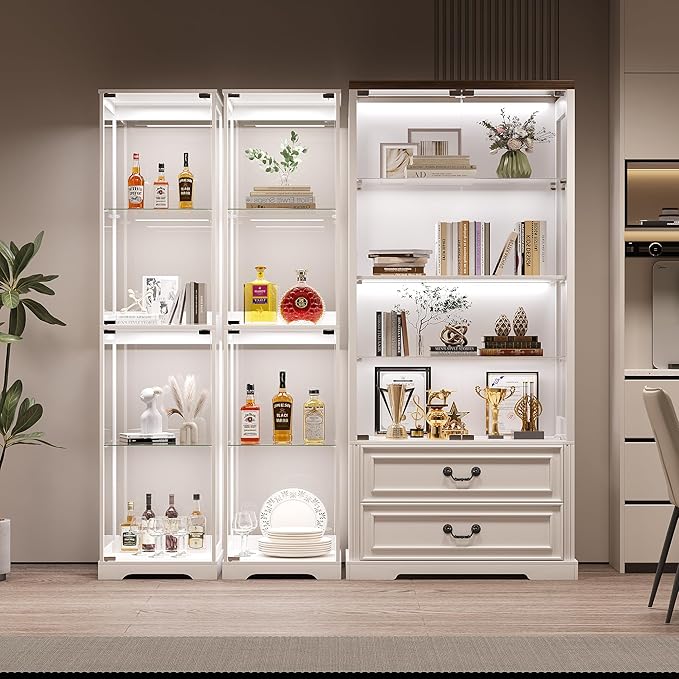 Glass Display Cabinet with Doors, Bookcase