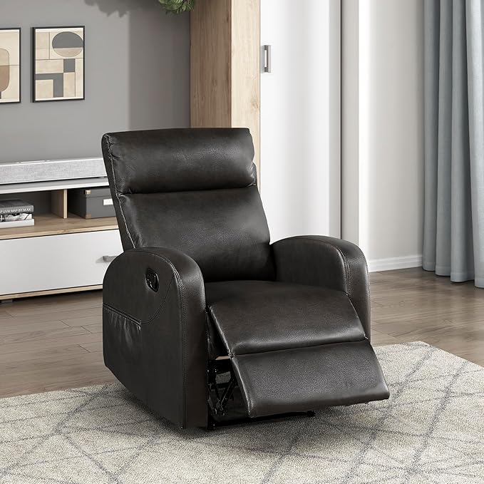 Lexicon Manual Recliner Chair, Faux Leather Reclining Chair, Wall Hugger