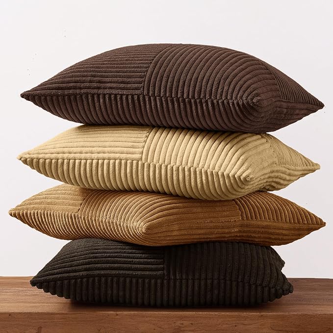 MIULEE Boho Decorative Throw Pillow Covers 18x18 Set of 4 Farmhouse Neutral