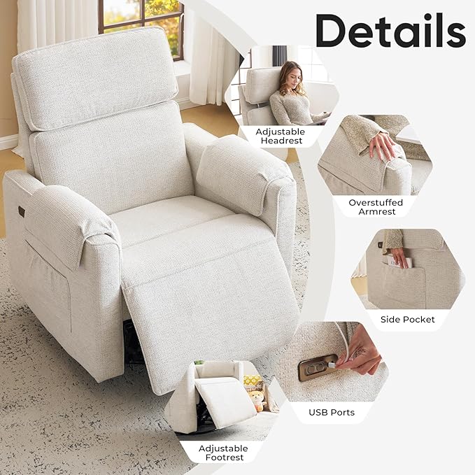 24" Extra Wide Swivel Rocker Recliner Chair