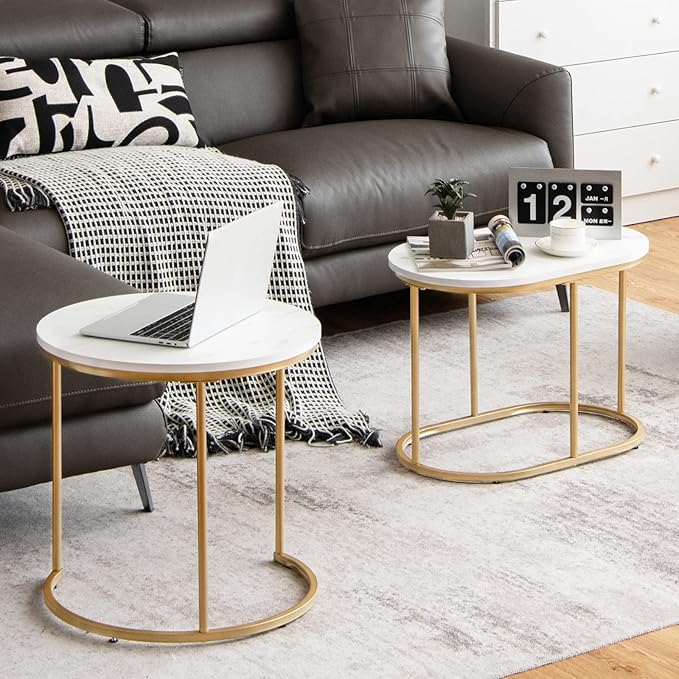 Giantex Modern Nesting Coffee Table Set of 2, Coffee Table & End Table Sets