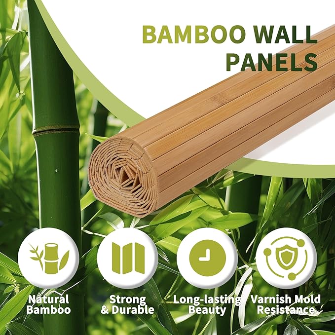 Natural Bamboo Wall Panel, Renewable Pole Wrap Bamboo Wainscoting Paneling