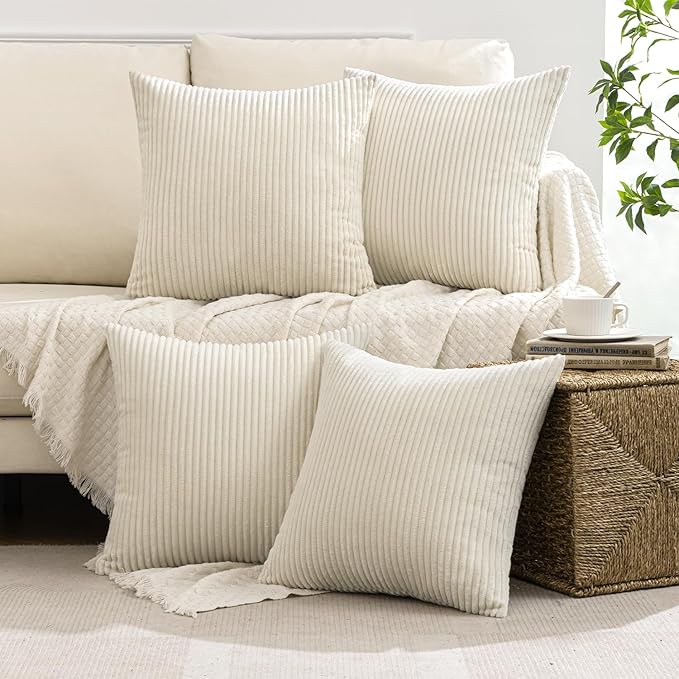 MIULEE Boho Farmhouse Throw Pillow Covers 18x18 Inch Set of 4 Mordern Nordic