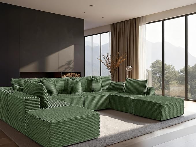 138" Cloud Sectional Couch, Comfort U Shaped Sofa
