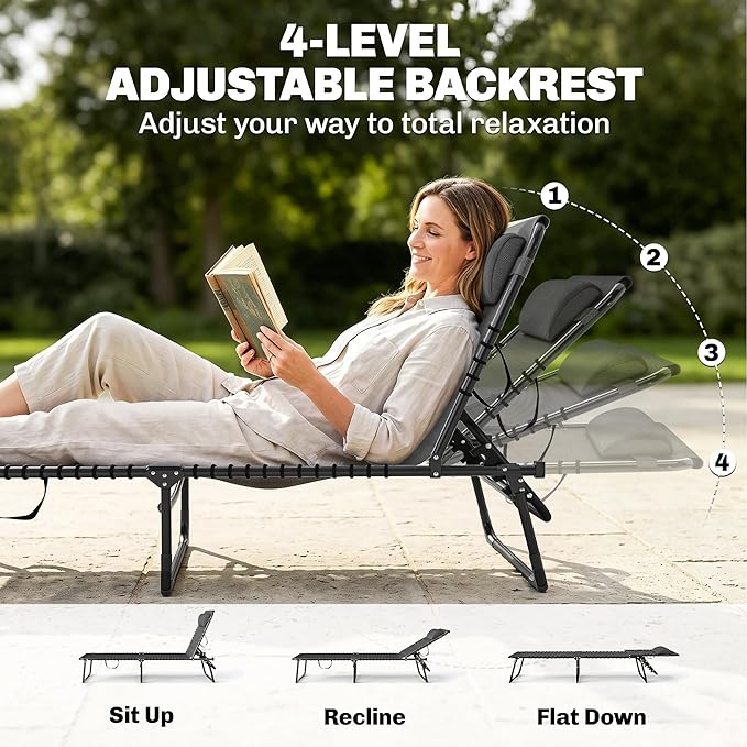 Outsunny Folding Chaise Lounge Chair Set of 2, Patio Sun Tanning Chair