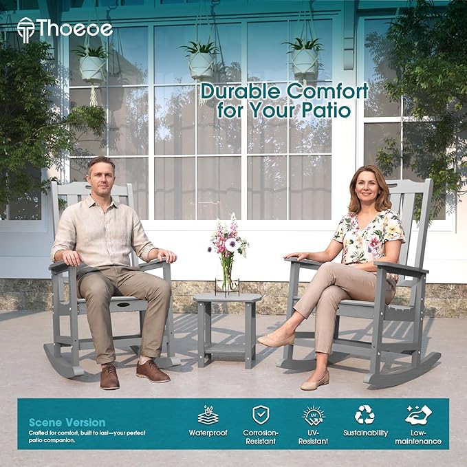 THOEOE Oversized Rocking Chair Set of 4, Outdoor Rocking Chair
