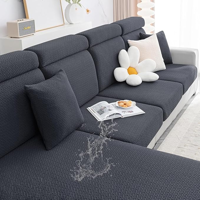 Smiry Waterproof Couch Cushion Covers, Stretch Jacquard Sectional Couch Covers