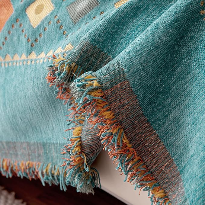 DREAMINGO Teal Boho Couch Cover Western Sofa Covers