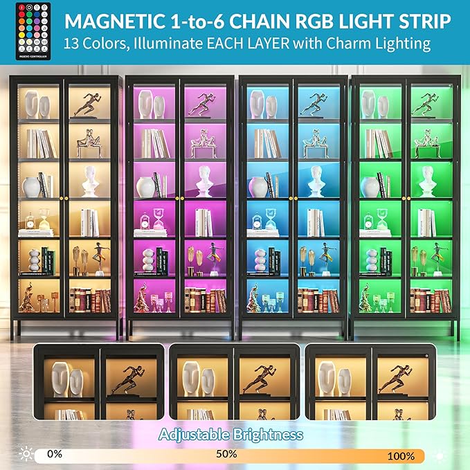 6-Tier Glass Display Cabinet