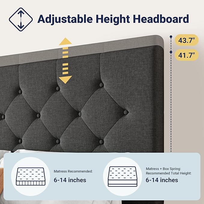 Allewie Upholstered King Size Platform Bed Frame
