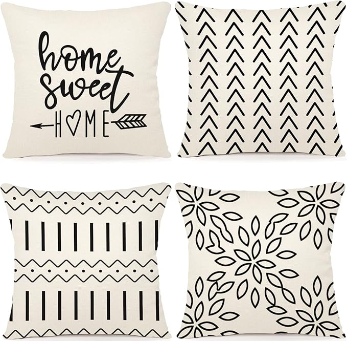 YCOLL Pillow Covers 18x18 Set of 4, Modern Sofa Throw Pillow Cover, Decorative