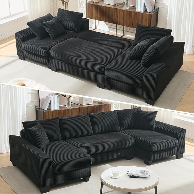 114" Sectional Couches with Pull Out Bed
