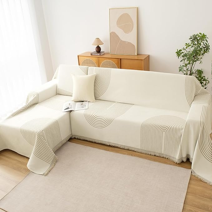 Boho Sofa Covers for 2 Cushion Couch, Chenille Sofa Slipcover for Pets Washable