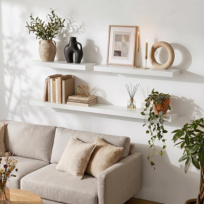 fuqing White Floating Shelves | 24 Inch Wood Floating Shelves