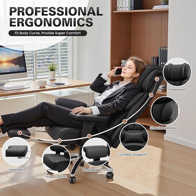 BestGlory Office Desk Chair, Big and Tall Leather Gaming Chair