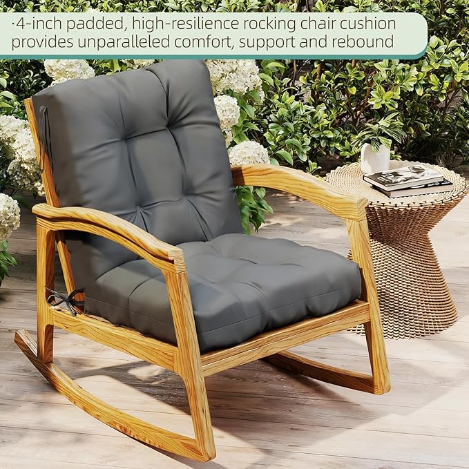 Outdoor Chair Cushions Set of 2, High Back Soft Seat Pad