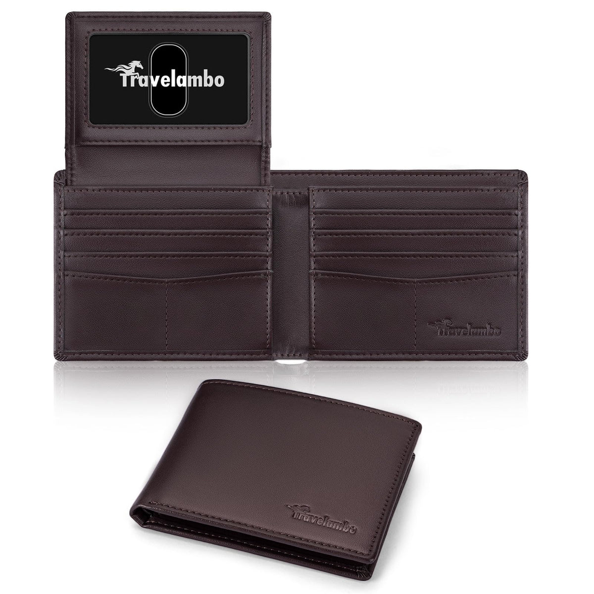 Wallet for Men, Premium Classic Mens Wallet Minimalist Slim Bifold Wallet, RFID Blocking Wallet with 10 Credit Card, 2 ID Window and 2 Cash Slots, Leather Compact Wallet, Front Pocket Card Holder