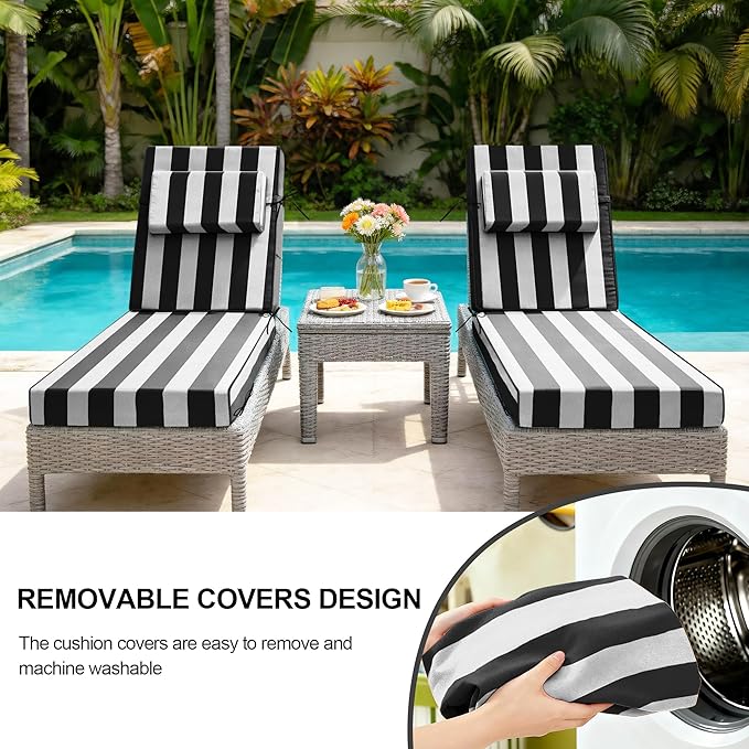 Chaise Lounge Cushions Outdoor 72x21x6 Inch, Fade Resistant 6'' Thicken Outdoor