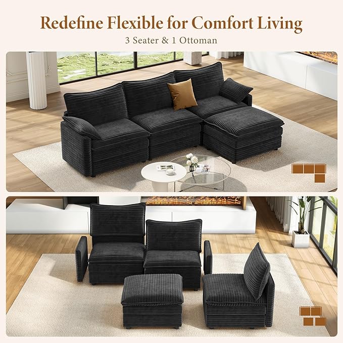 Vesgantti 108" Modular Sectional Sofa, Comfy Cloud Couch