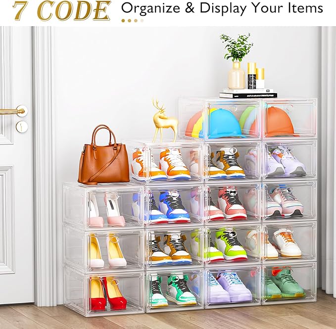 12 Pack Clear Shoe Storage Organizer