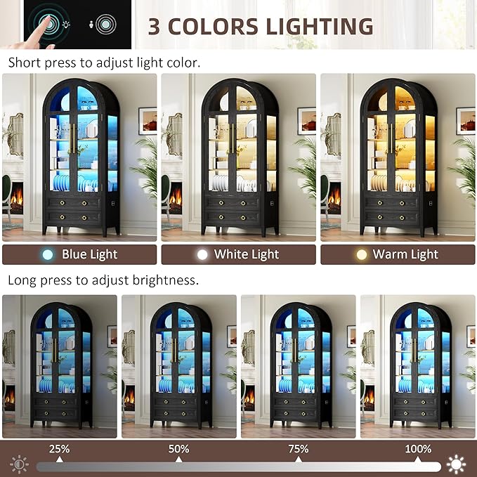 Vlsrka 71" Arched Curio Cabinet