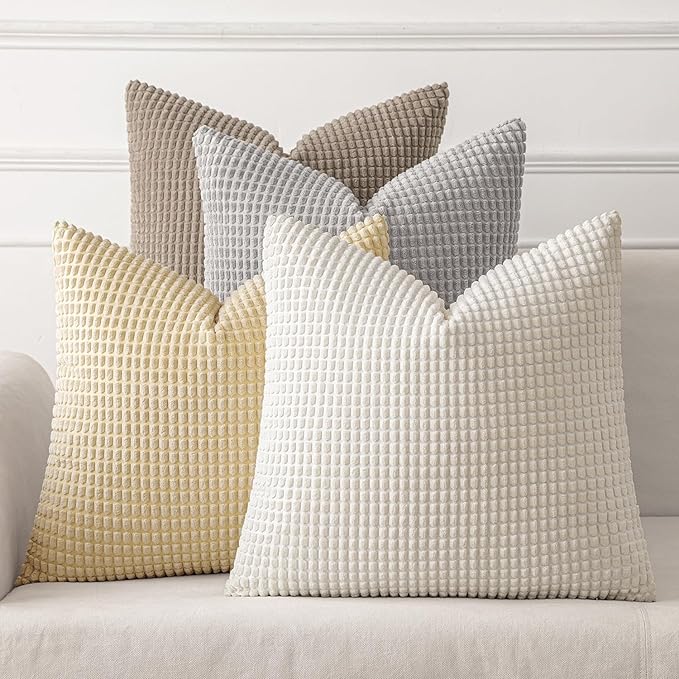 MIULEE Neutral Harmony Decorative Pillow Covers 18x18 Inch Set of 4 Rustic