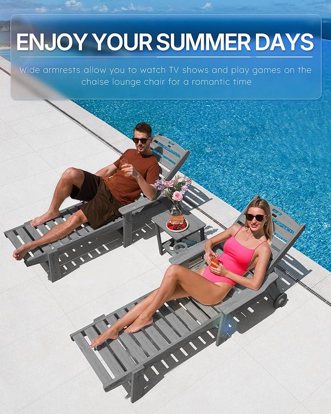 Patio Chaise Lounge Chair Set of 4, Oversize Lounge Chairs