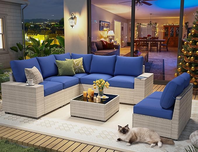 olimix 8 Piece Outdoor Patio Furniture Set, Outdoor Sectional Furniture