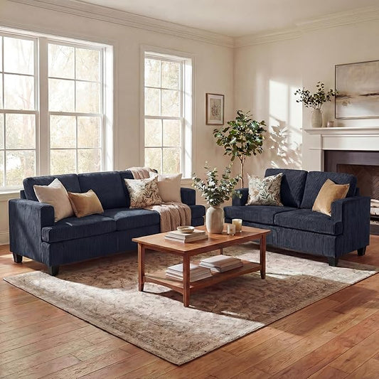 YOUDENOVA 2 Piece Set Comfy Sofa Couch, 3 Seater & Loveseat Sofa