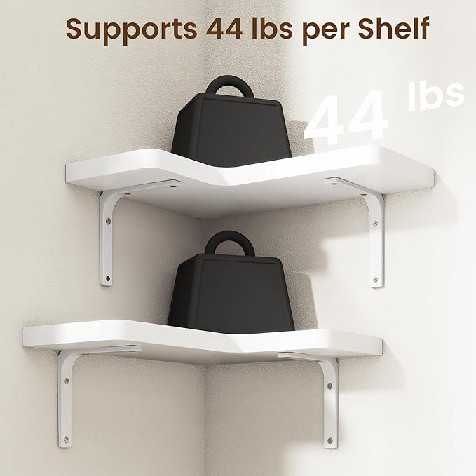 Venusmiles Corner Floating Shelves Set of 4, Wall Mounted L-Shaped Storage