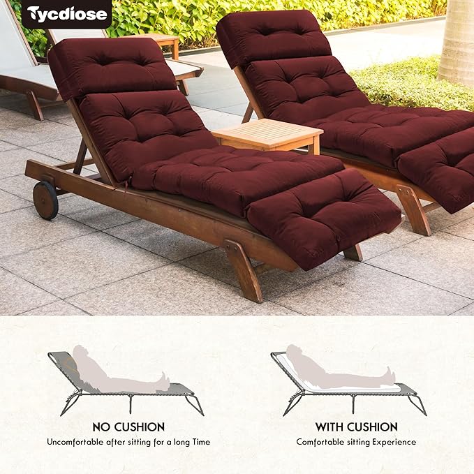 Outdoor Chaise Lounge Chair Cushion Replacement 74.4 x 22 x 4.7 Inches Memory