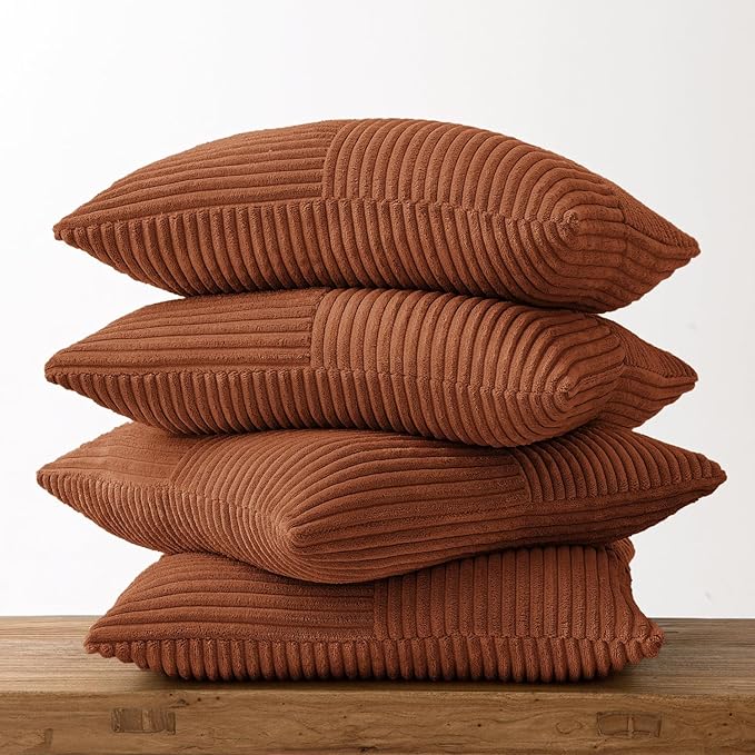 MIULEE Boho Farmhouse Rust Decorative Throw Pillow Covers 20x20 Inch 4 Packs