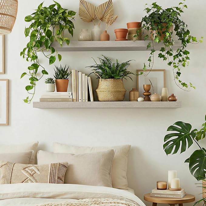 Dreamland 48 inch Floating Shelves, Rustic Wood Floating Wall Shelf