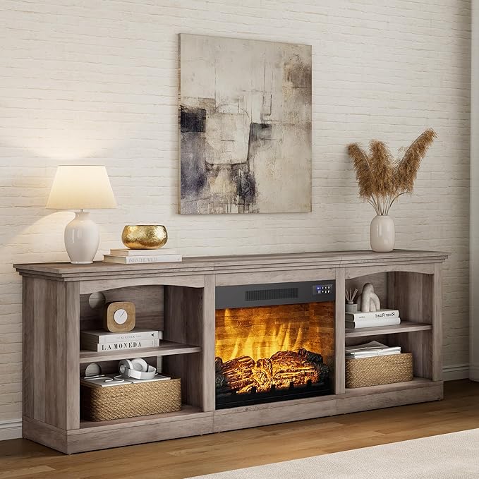 AMERLIFE 70" Farmhouse Fireplace TV Stand