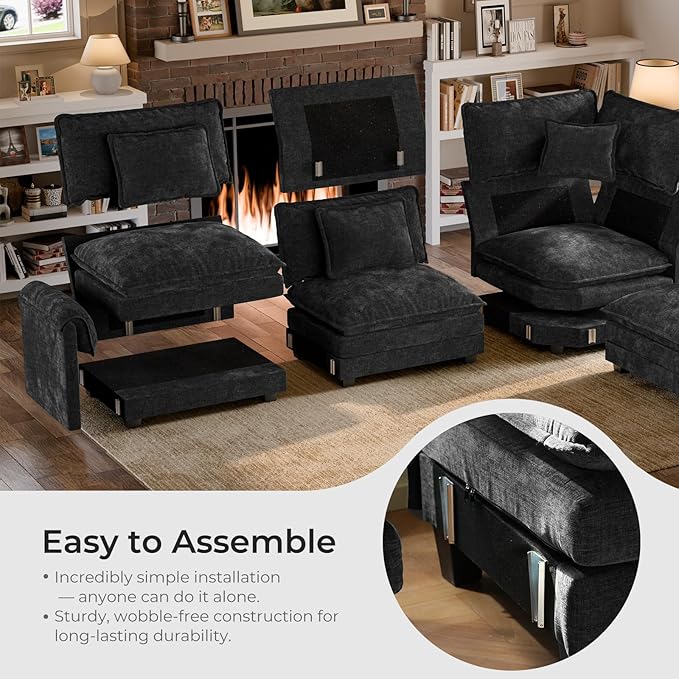 ELUCHANG Oversized 79" Modular Sectional Sofa Bed, Comfy Cloud Couch