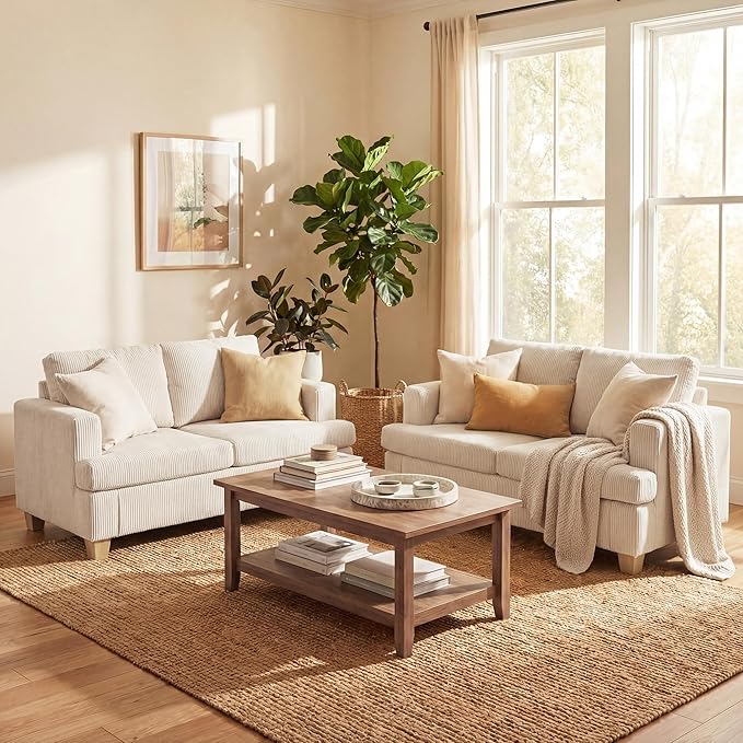YOUDENOVA 2 Piece Set Comfy Sofa Couch, Loveseat Sofa * 2